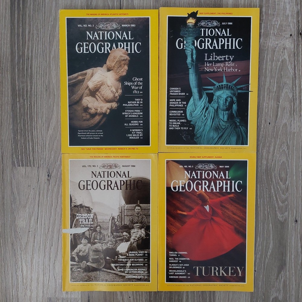 Vintage 80s and 90s National Geographic Magazines Ephemera